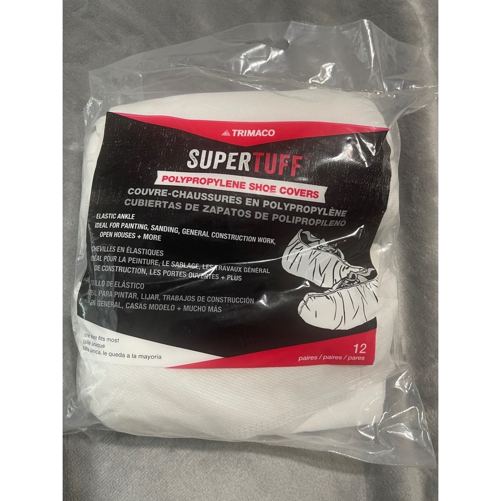 Trimaco SuperTuff Polypropylene Shoe Covers - Painting, Construction, 12 Pairs